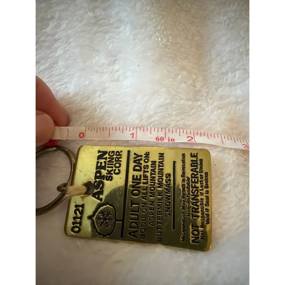 Vintage Aspen Skiing Corp Brassworks One Day Lift Ticket Keychain Snowmass CO